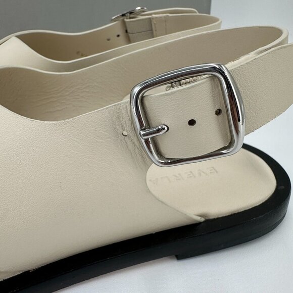 Everlane The City Crossover Sandals sz 7 Parchment Leather Ankle Strap Buckle - Picture 4 of 7